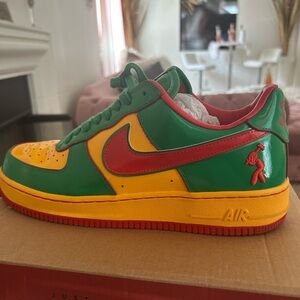 Nike Air Force 1 Green Yellow Red Sneakers